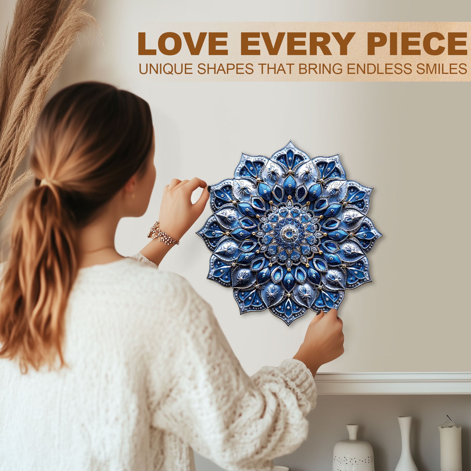 Blue Mandala Wooden Jigsaw Puzzle