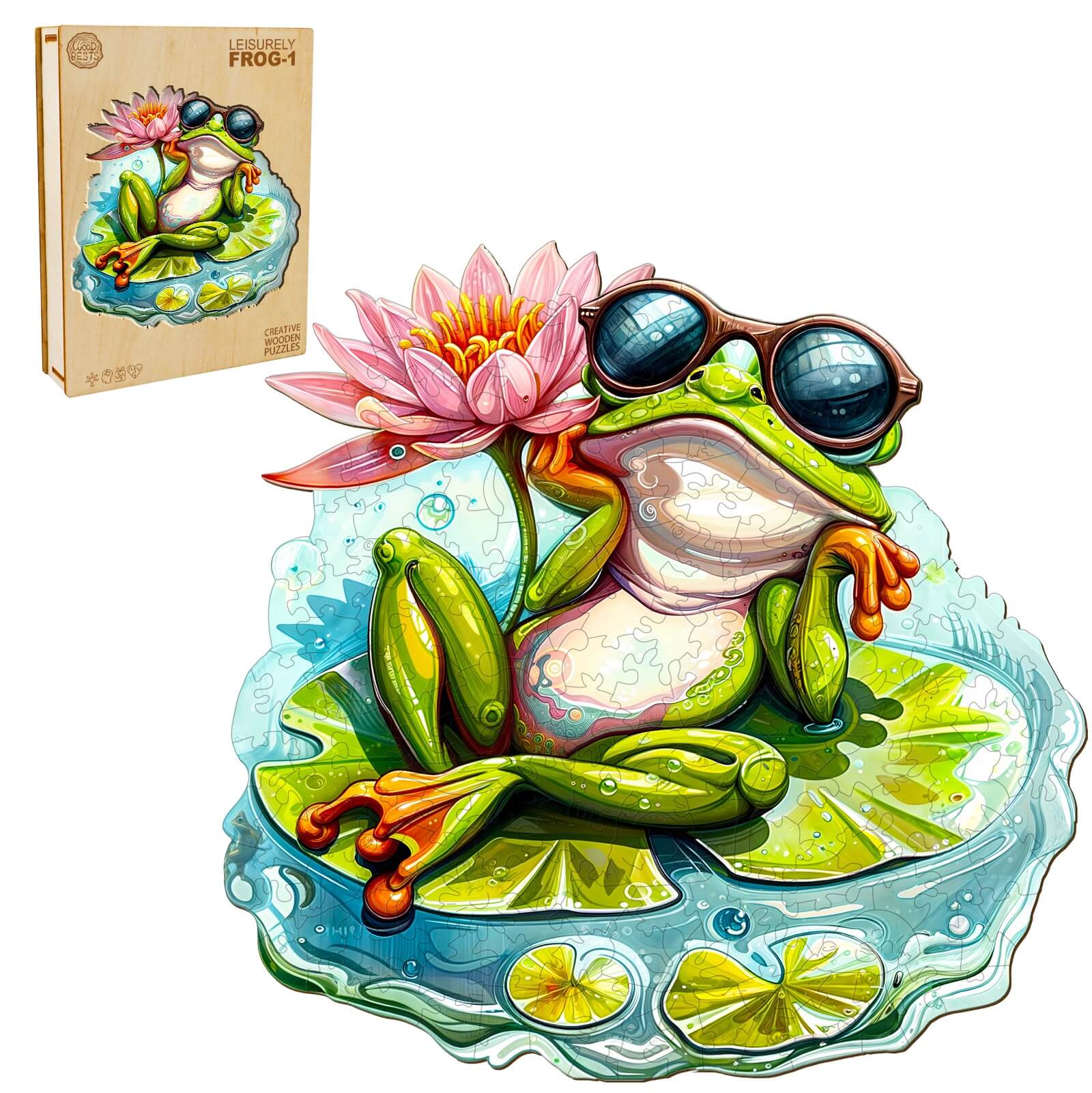 Leisurely Frog-1 Wooden Jigsaw Puzzle