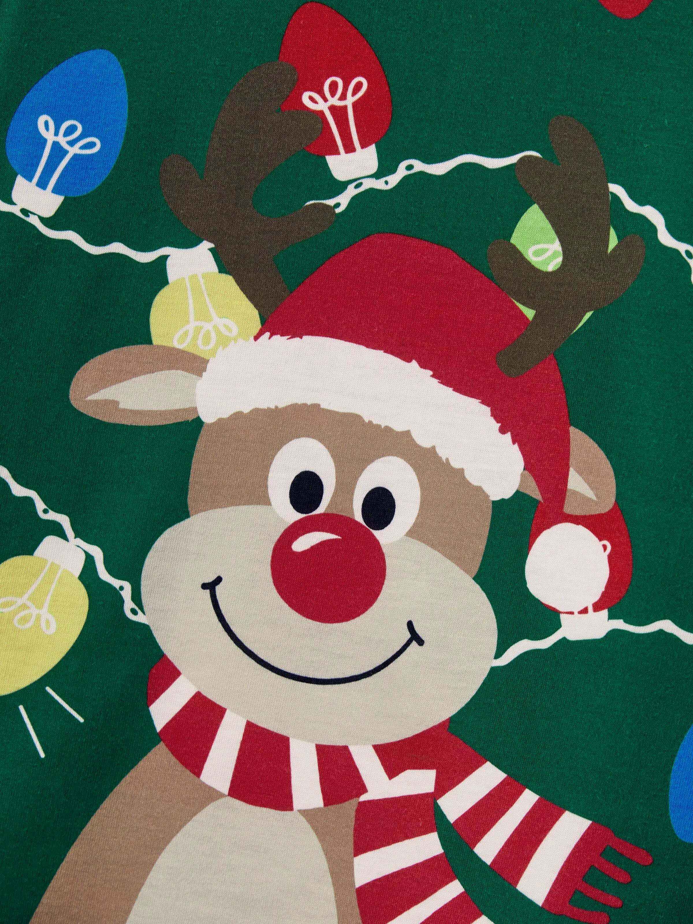 Christmas Matching Family Pajamas Set Reindeer Green Print PJS with Christmas Socks Green
