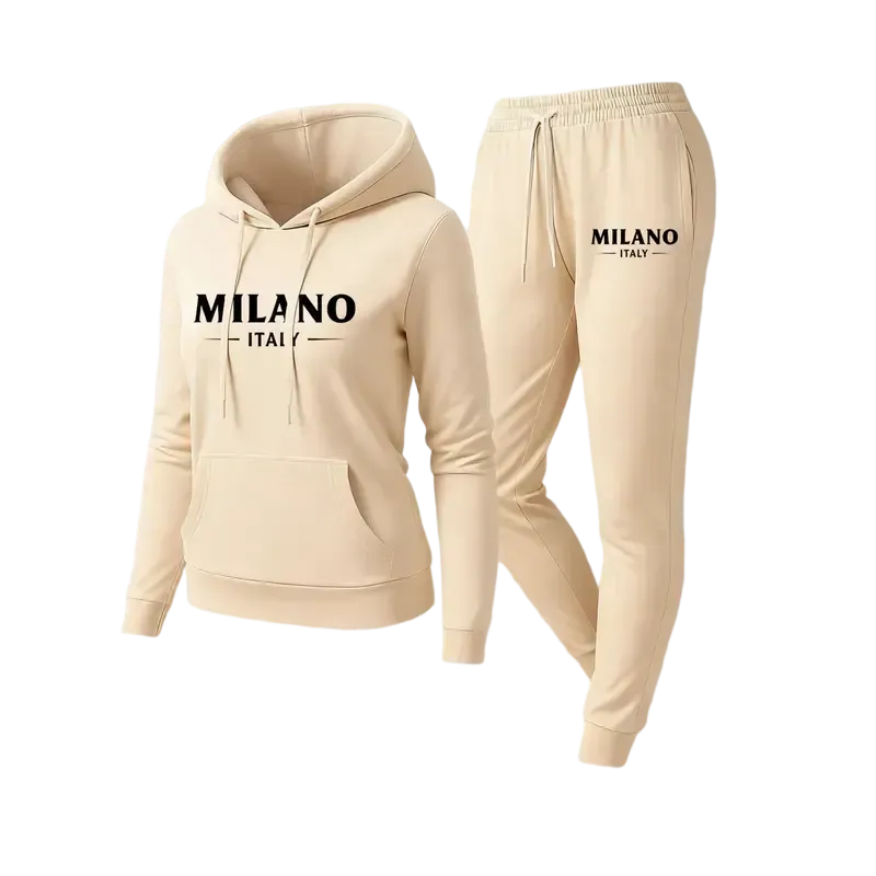 Women's Milan city print hoodie and drawstring track pants set