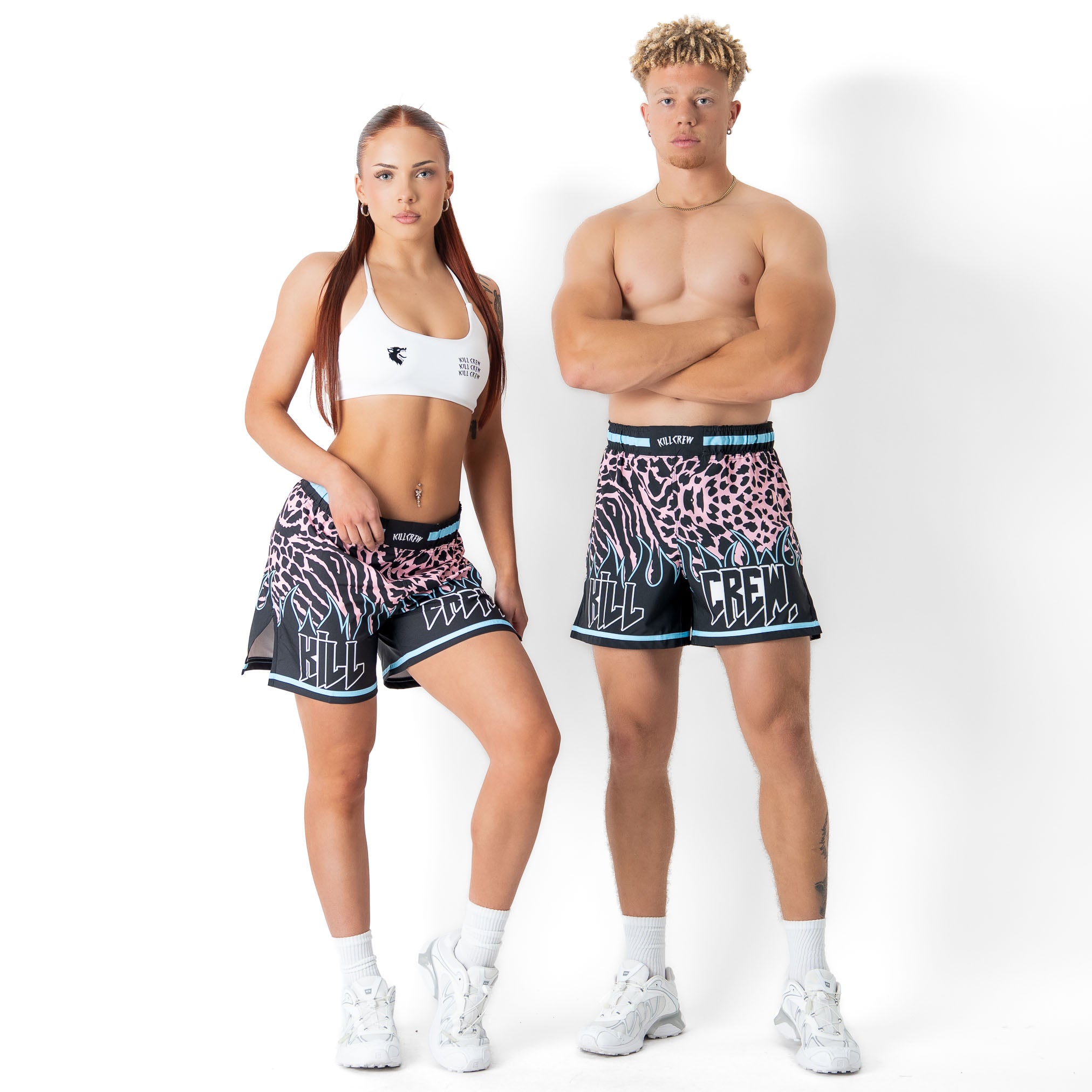 BSEM FIGHT SHORTS (THAI CUT) - BLUE / PINK