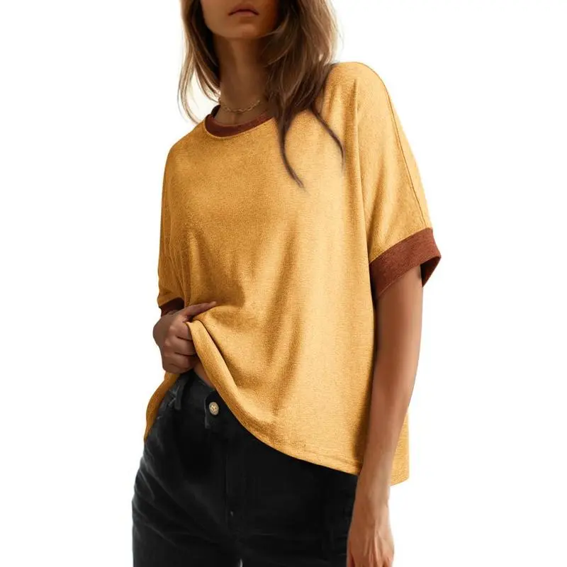 Women's Tops for Women 2026 Loose Oversized Basic Tee Comfortable Soft Fabric Flattering Fit - Womenswear