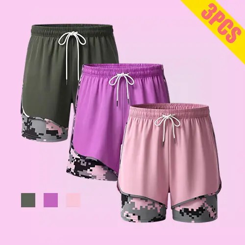 🔥Best Sale!!🔥Women’s 2-in-1 Athletic Running Shorts – Built-In Liner Active Workout Shorts