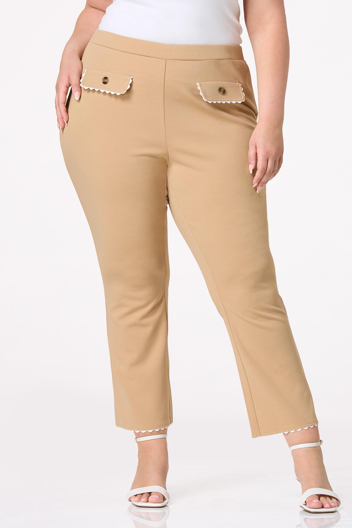 Plus Size Ric Rac Trim Kick Flare Pants