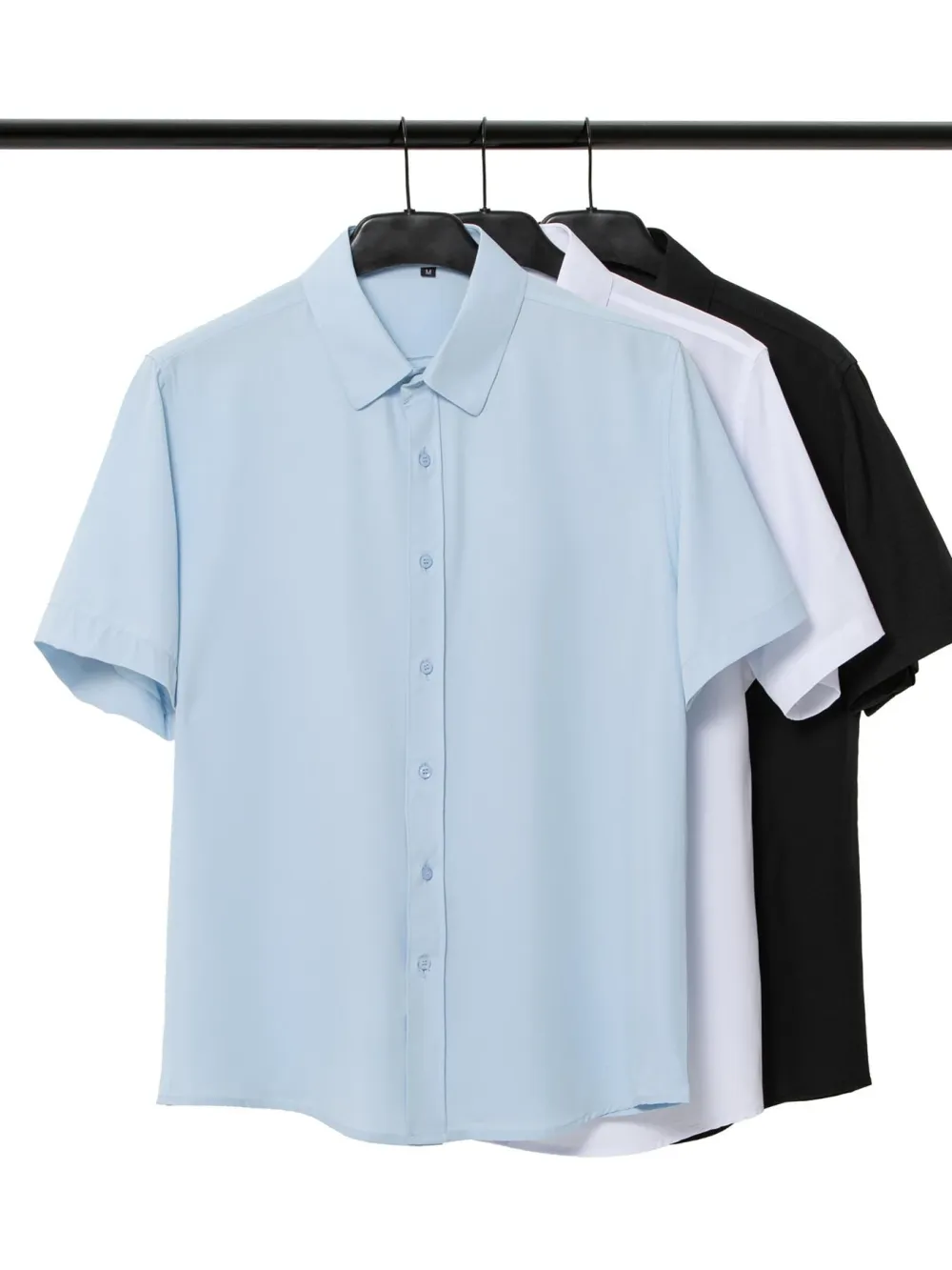 Men’s Short-Sleeve Button-Down Shirt, Wrinkle-Resistant Business Casual Shirt for Work Commuting