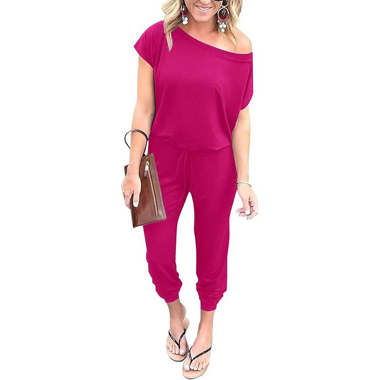 Women's Jumpsuit Plus Size S-XXXL Off-Shoulder Elastic Waist Stretchy Loose Minimalist