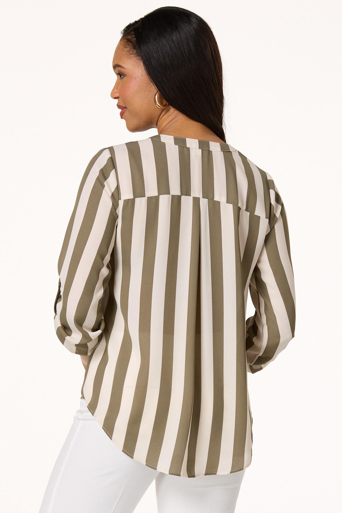 Green Stripe Half Zip Top