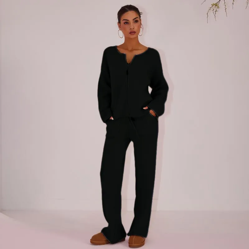 Women's Oversized Knit Sweater & Wide-Leg Pants Set