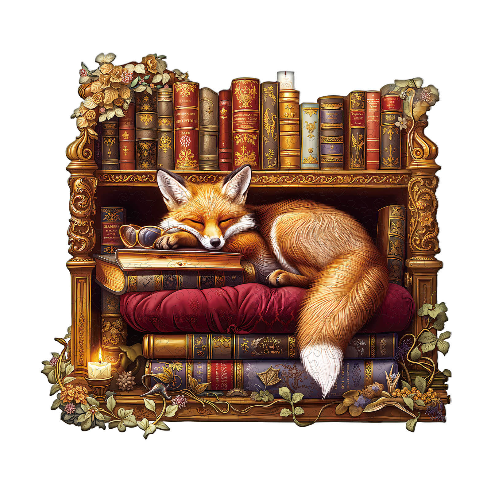 Sleep Library-Fox Wooden Jigsaw Puzzle