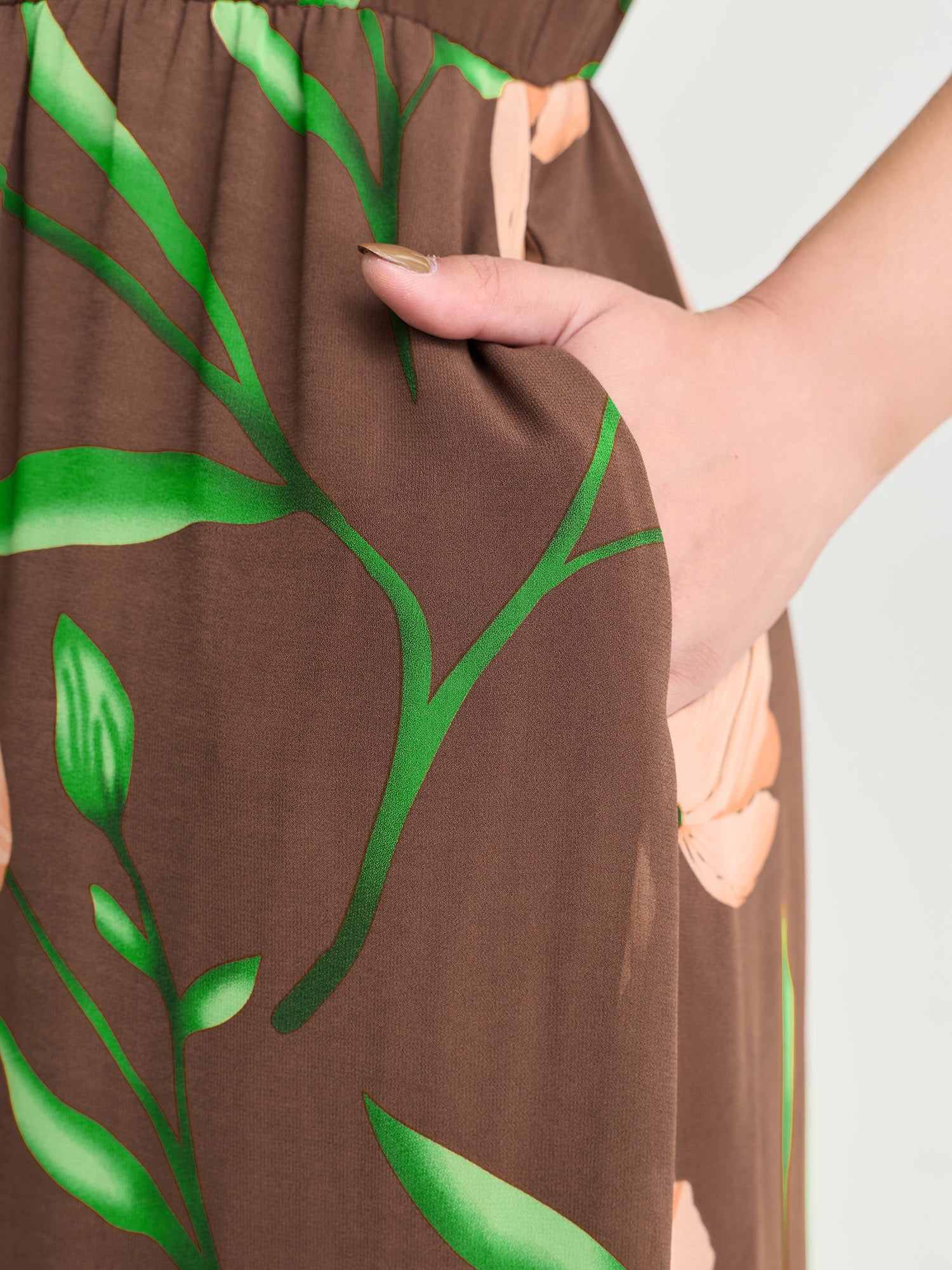 Hidden Zipper Floral Layered Pockets Jumpsuit