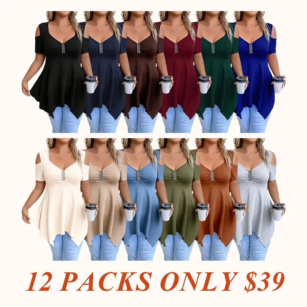 [Plus Size] Cold Shoulder Tee, Casual Asymmetrical Hem Short Sleeve T-shirt for Summer, Women's Plus Clothing for Daily Wear