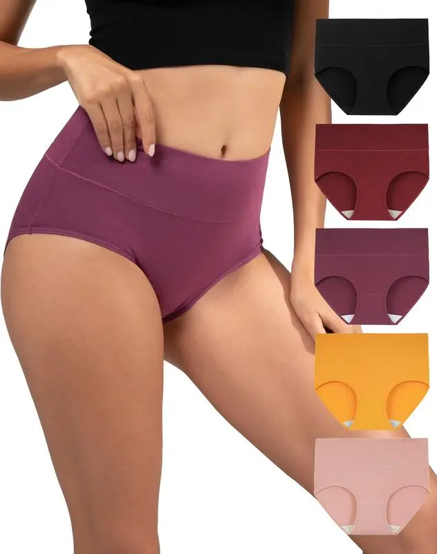 Women's High Waisted Cotton Panties 5-Pack