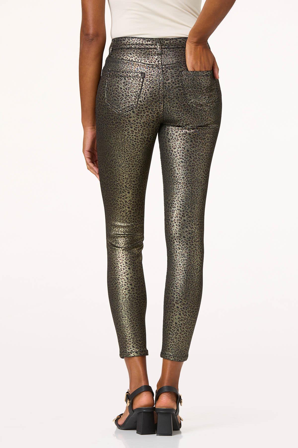 Petite Metallic Leopard Skinny Jeans
