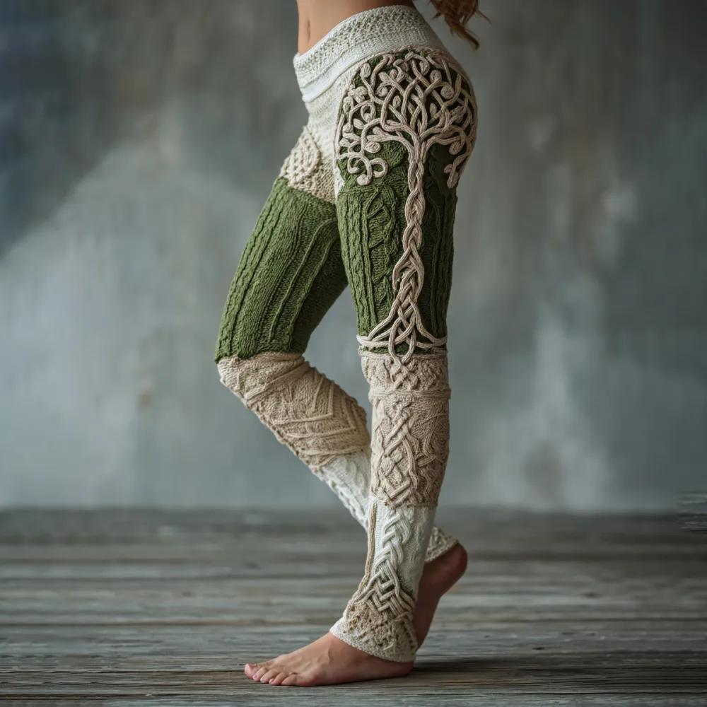 Women's Viking Tree Of Life Pattern Cozy Casual Leggings