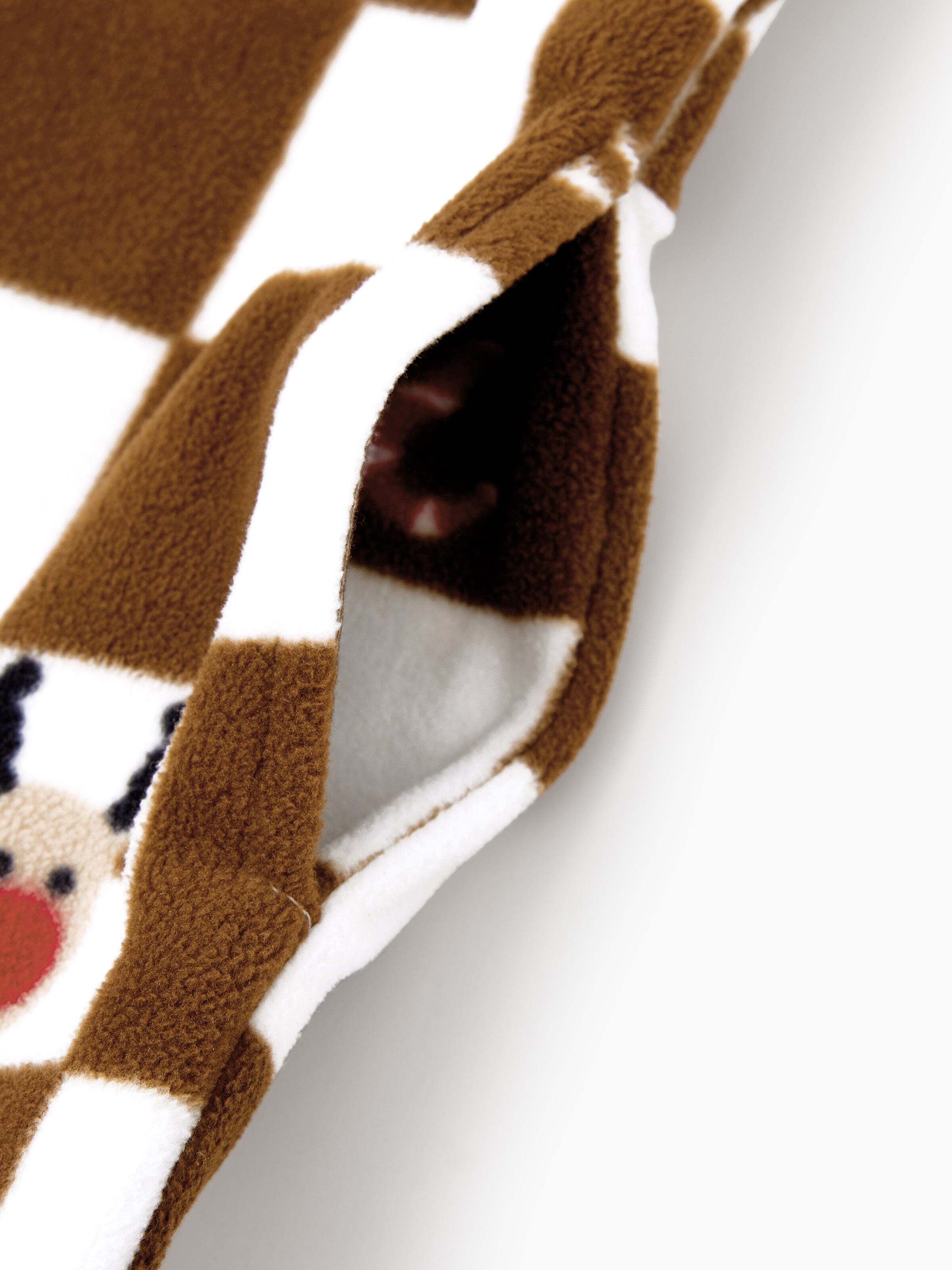 Christmas Onesies Matching Family Fleece Hoodie Pajamas Set Gingerbread Christmas-theme Plaid Print PJS with Christmas Socks Color block