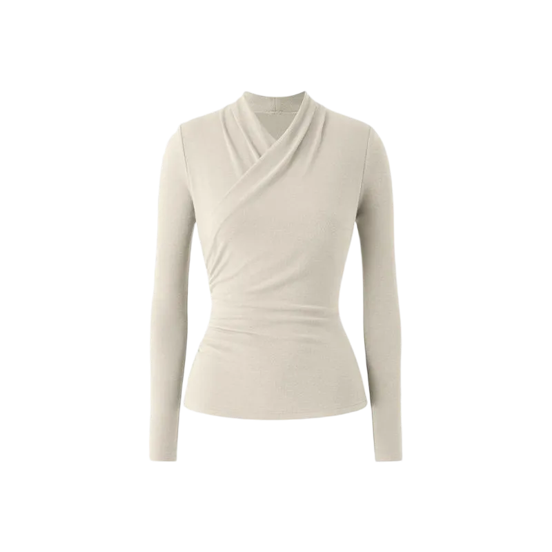 Women's cross-neck long-sleeved top