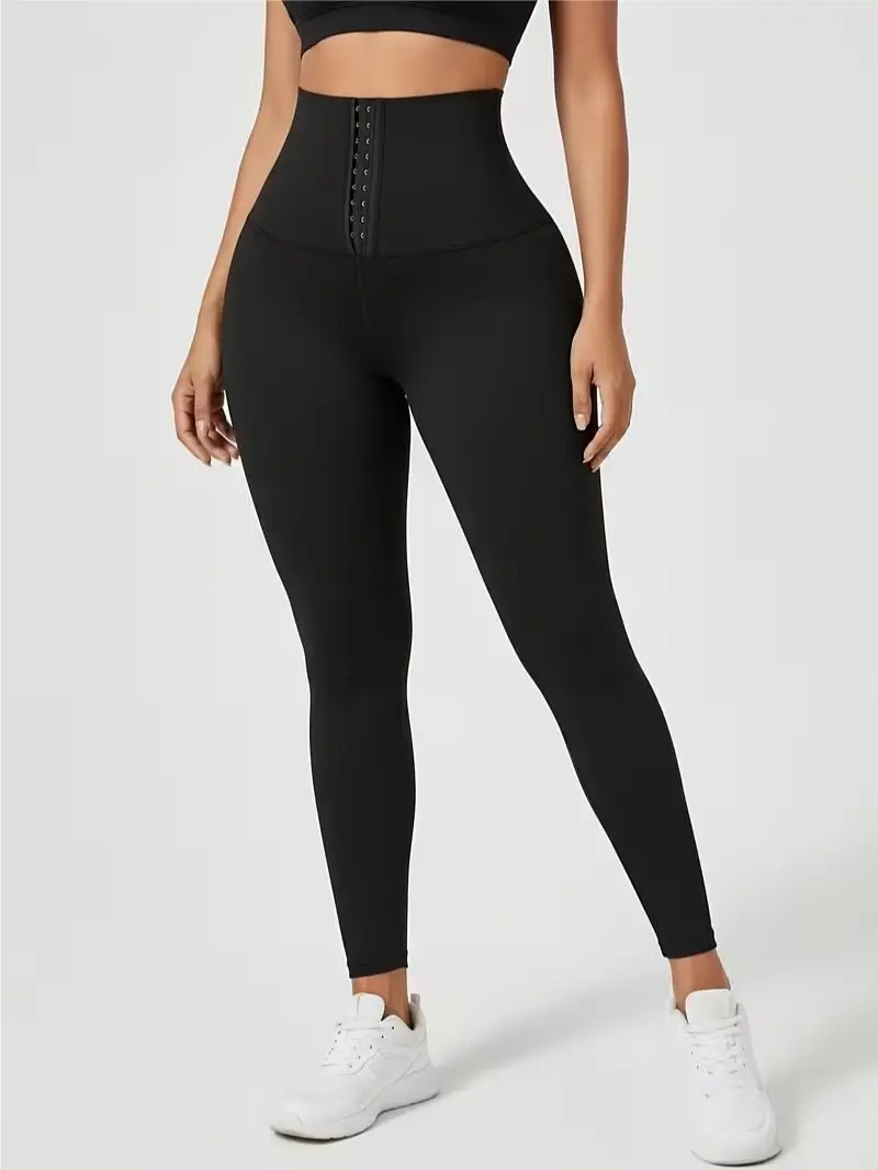 Women's fitness pants with a corset, buttons to flatten the stomach
