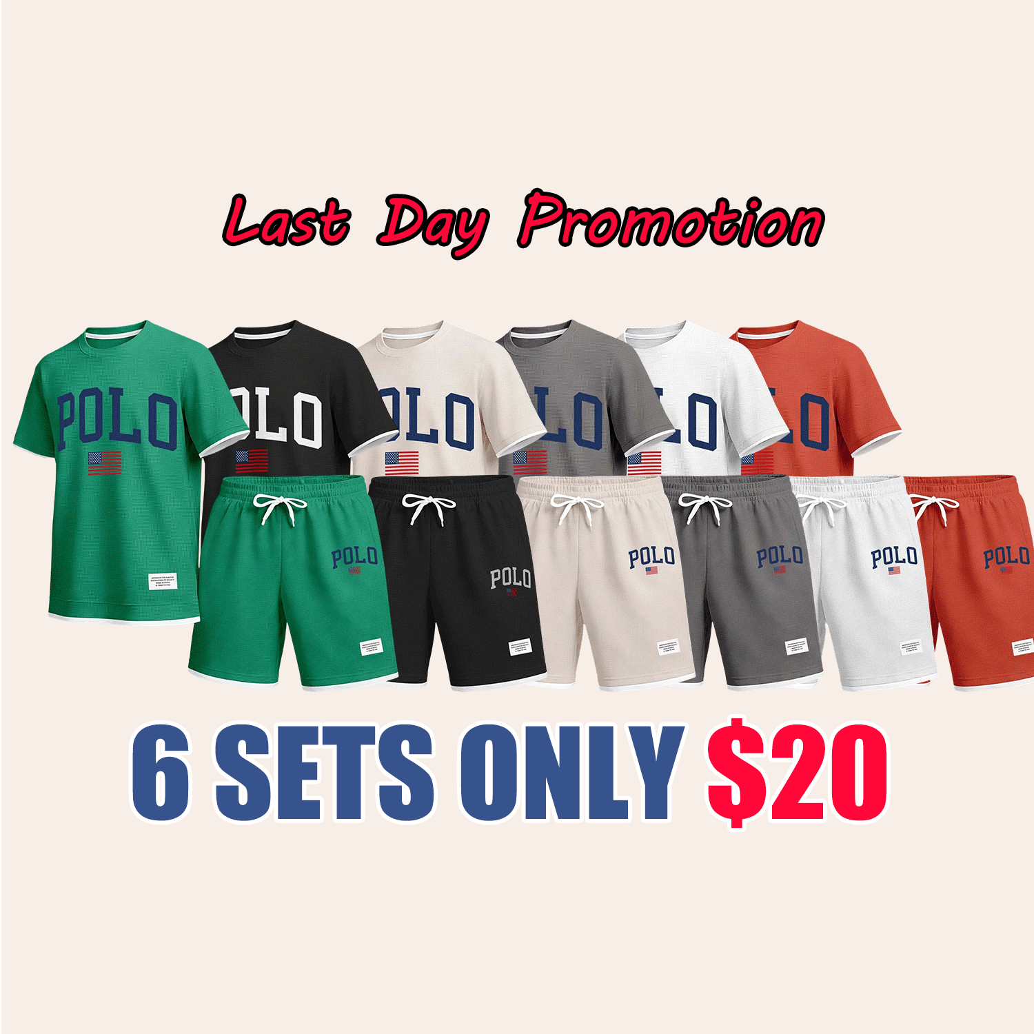 Men’s Printed Polo Shirt & Drawstring Shorts Set – Casual Summer 2-Piece Outfit