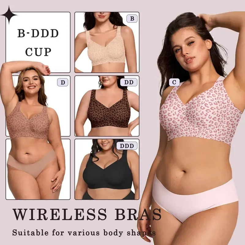 Women Wirefree Bras for Women Full Coverage No Underwire Everyday Bras Comfortable Wireless Padded Jelly Bras