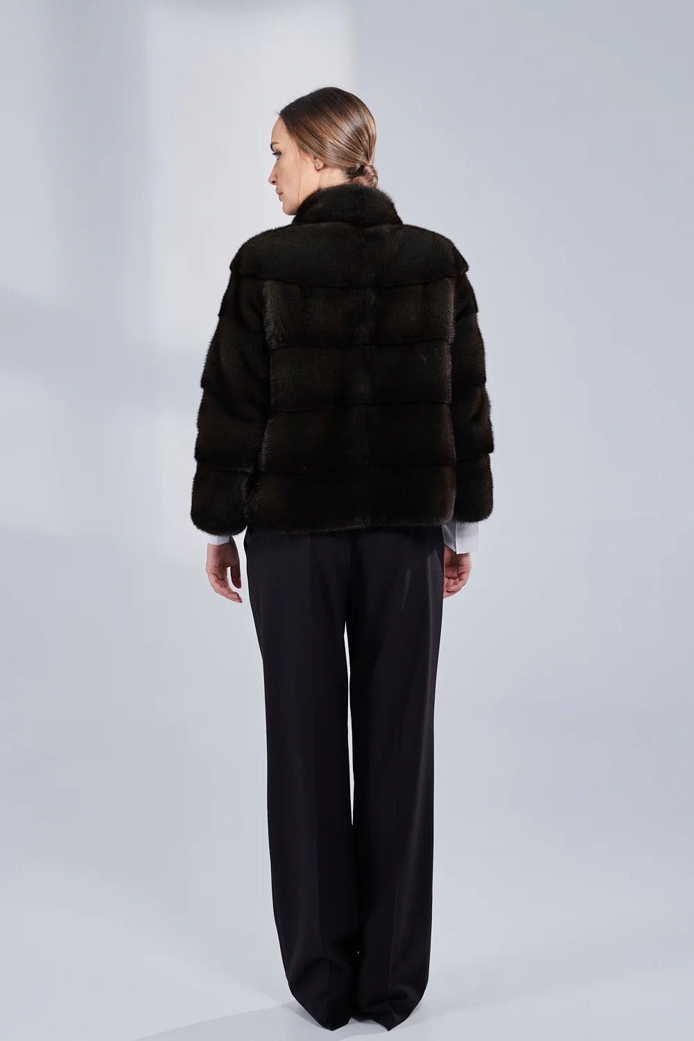 Haina din Blană Naturală de Vizon, Femei, Olive 220