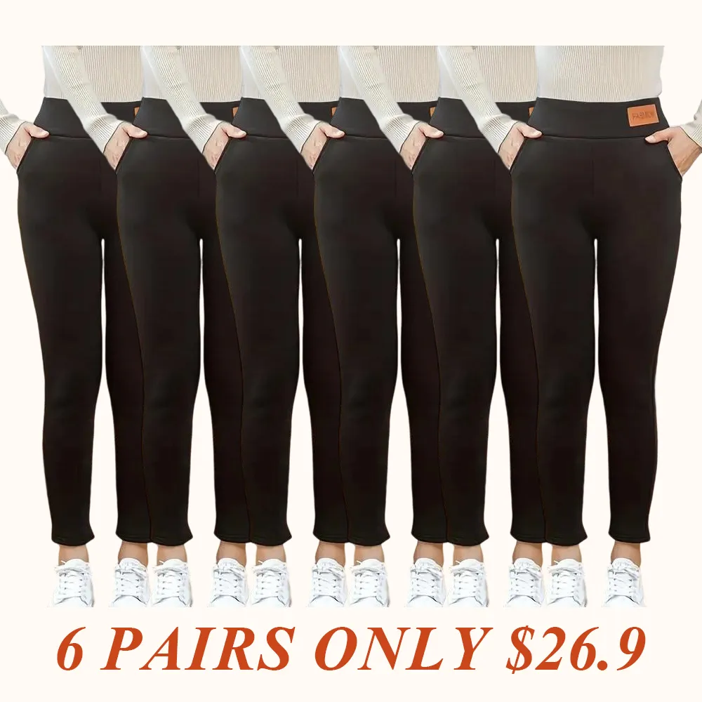 Women's solid casual plush leggings