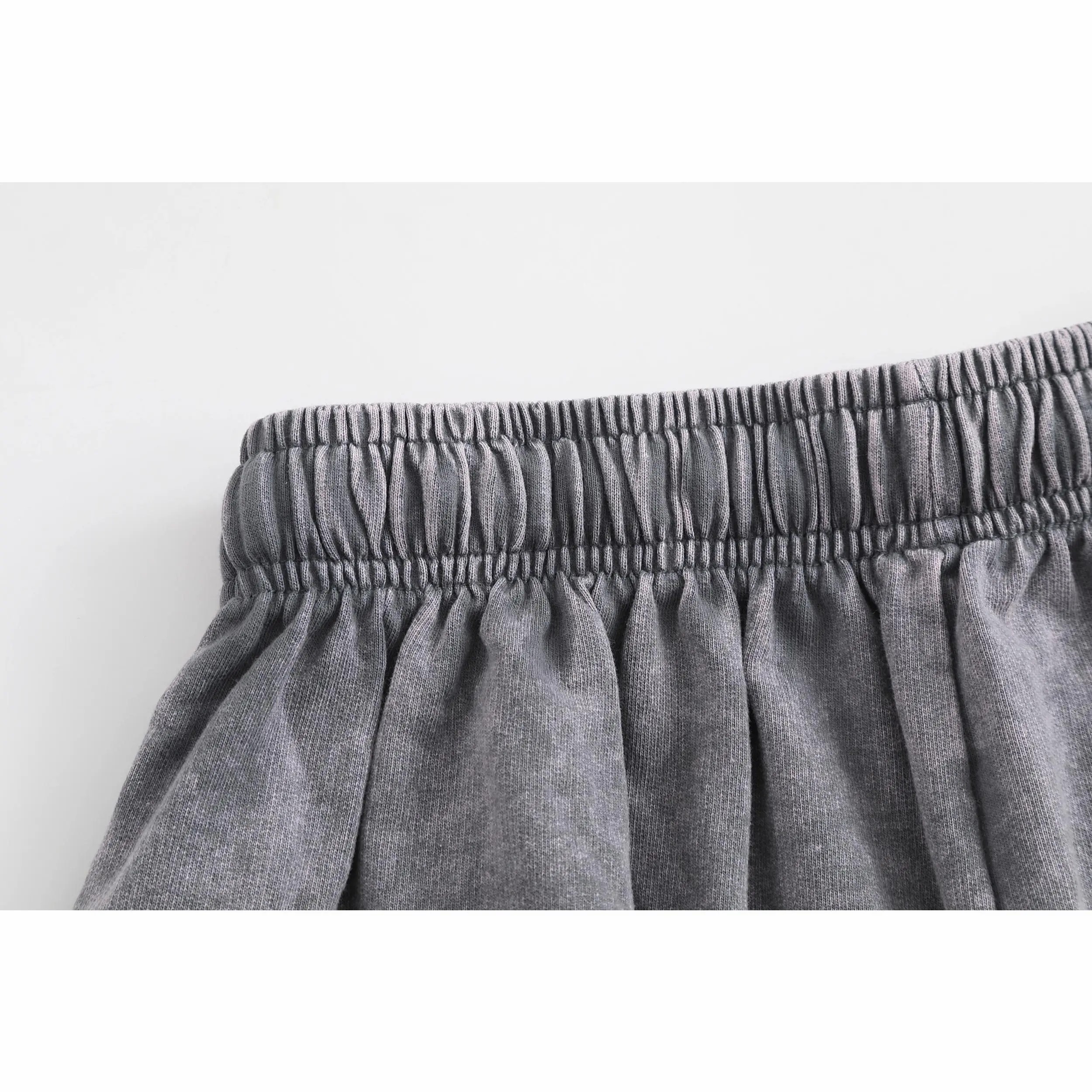 Unisex Acid Washed Cotton Shorts – Heavyweight Elastic Waist Streetwear Sweatpants