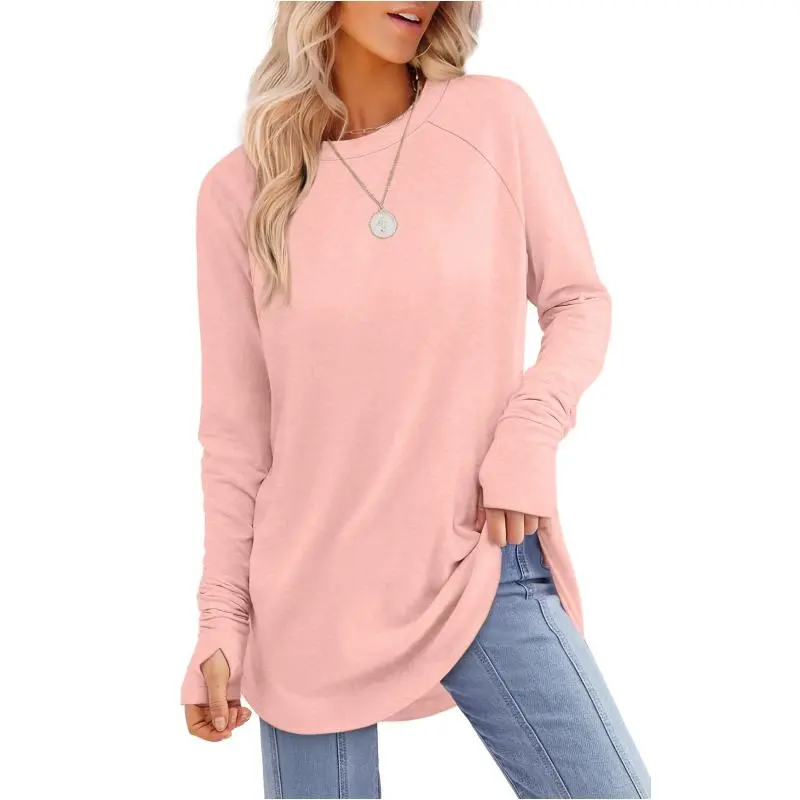 Womens Tunic Tops to Wear with Leggings Long Sleeve Thumb Hole Shirts