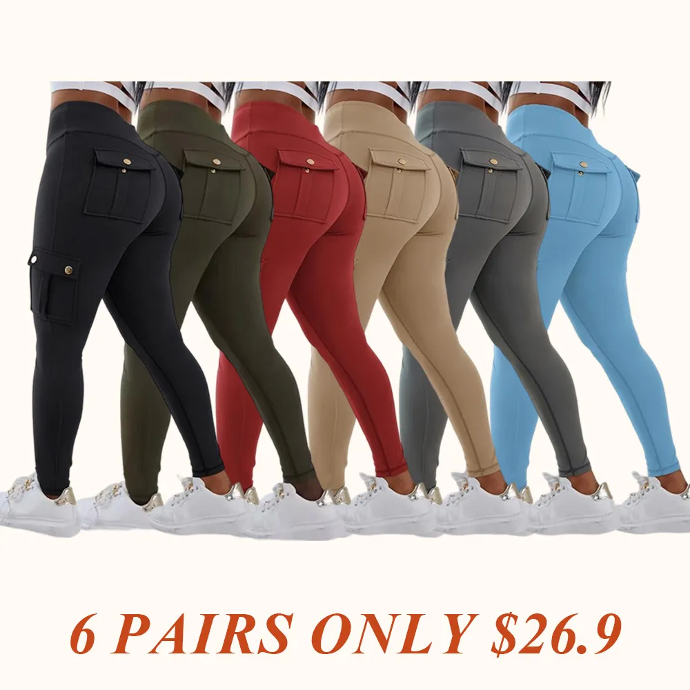 Womens Butt Lifting Leggings with Flap Pockets High