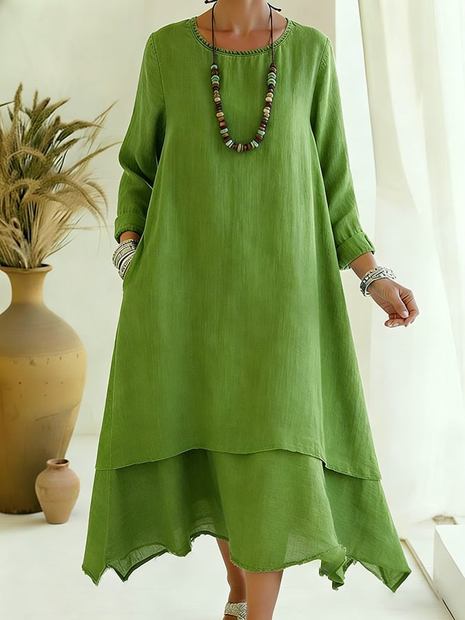 Women's Casual Retro Loose Cotton Linen Dress- Fast Shipping