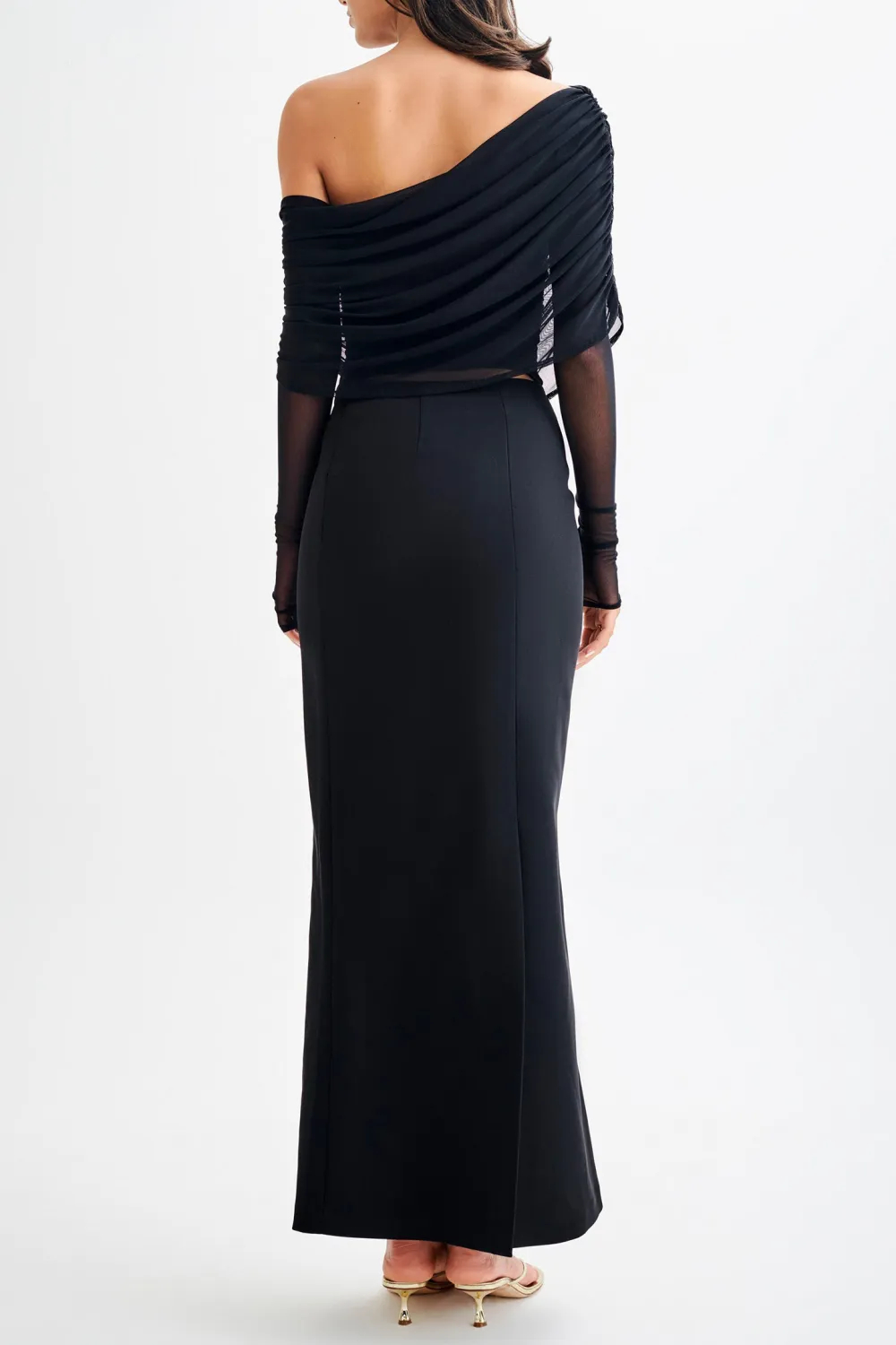 Sheer Mesh Off Shoulder Top