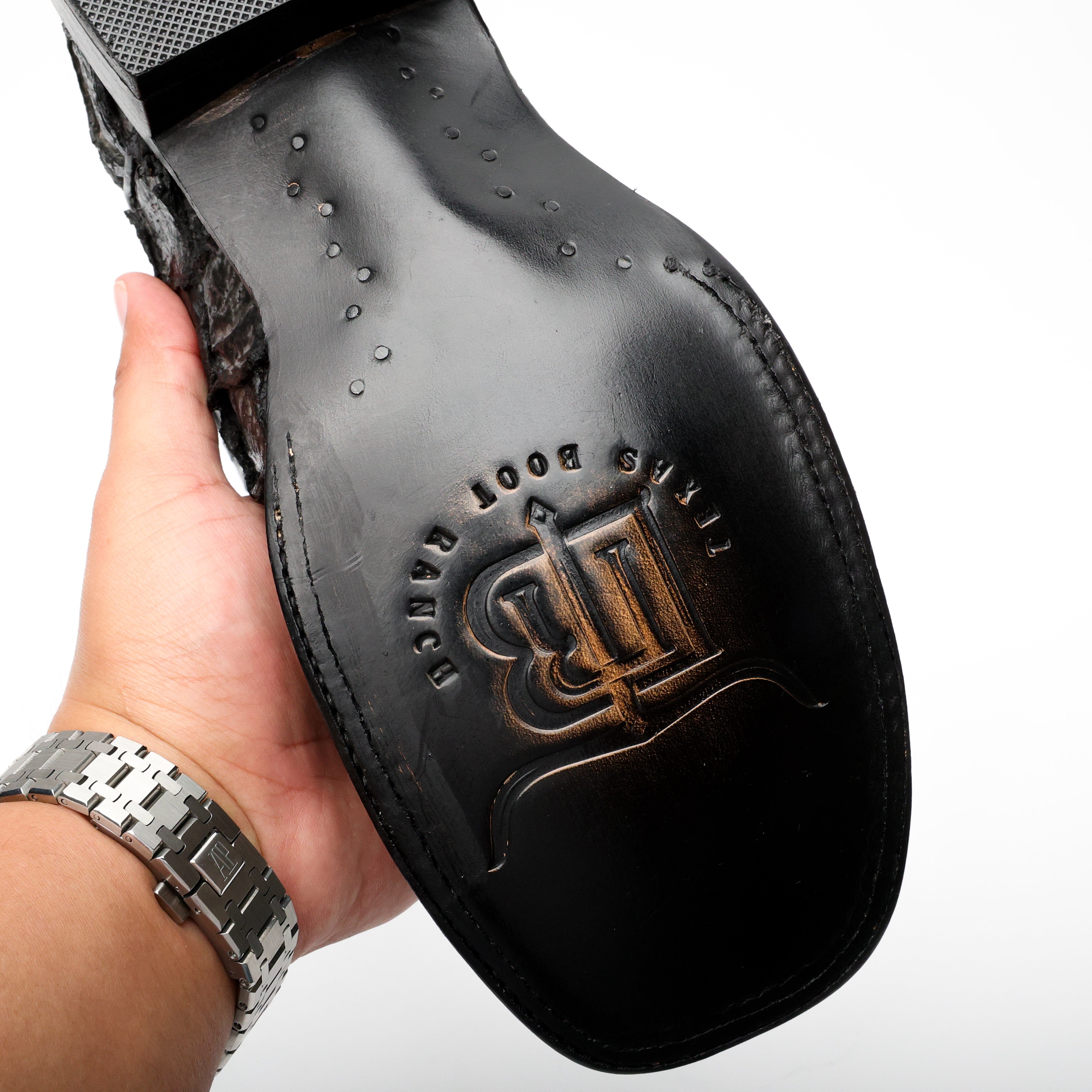 Grey Jumbo Pirarucu Leather Boots - Square Toe