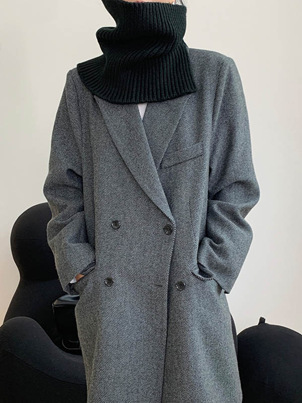 3 Colors Simple High-Neck Asymmetric Knitted Scarf