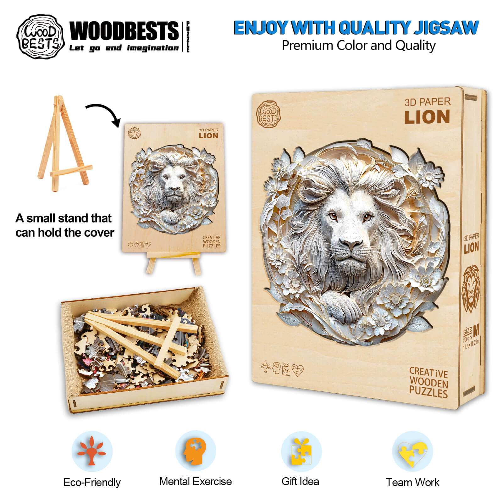 Paper Lion Wooden Jigsaw Puzzle