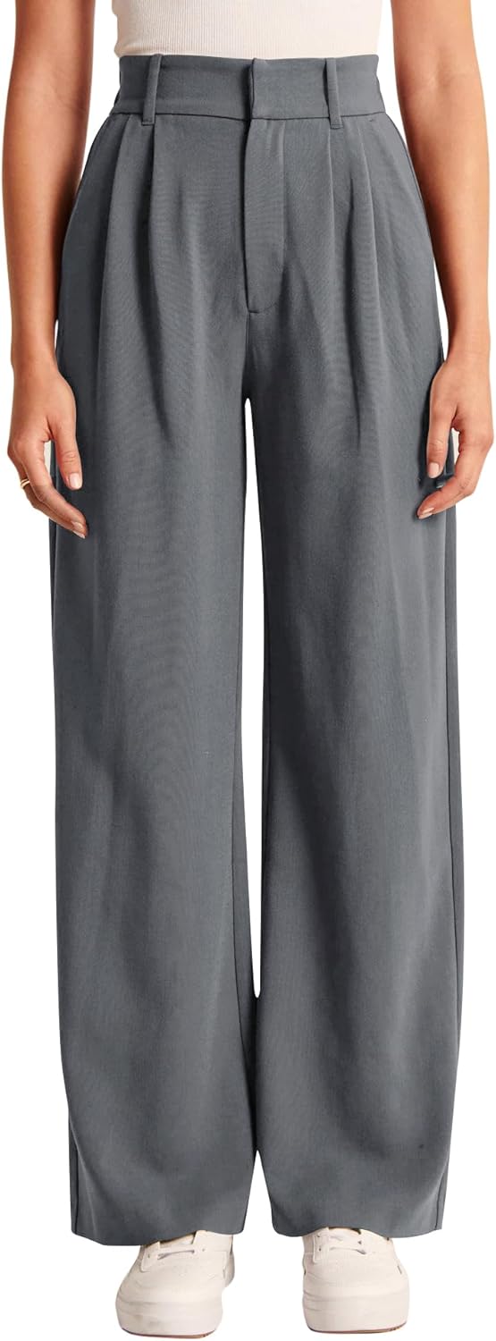 High-Waisted Work Pants for Women – Business Casual Office Trousers with Pockets