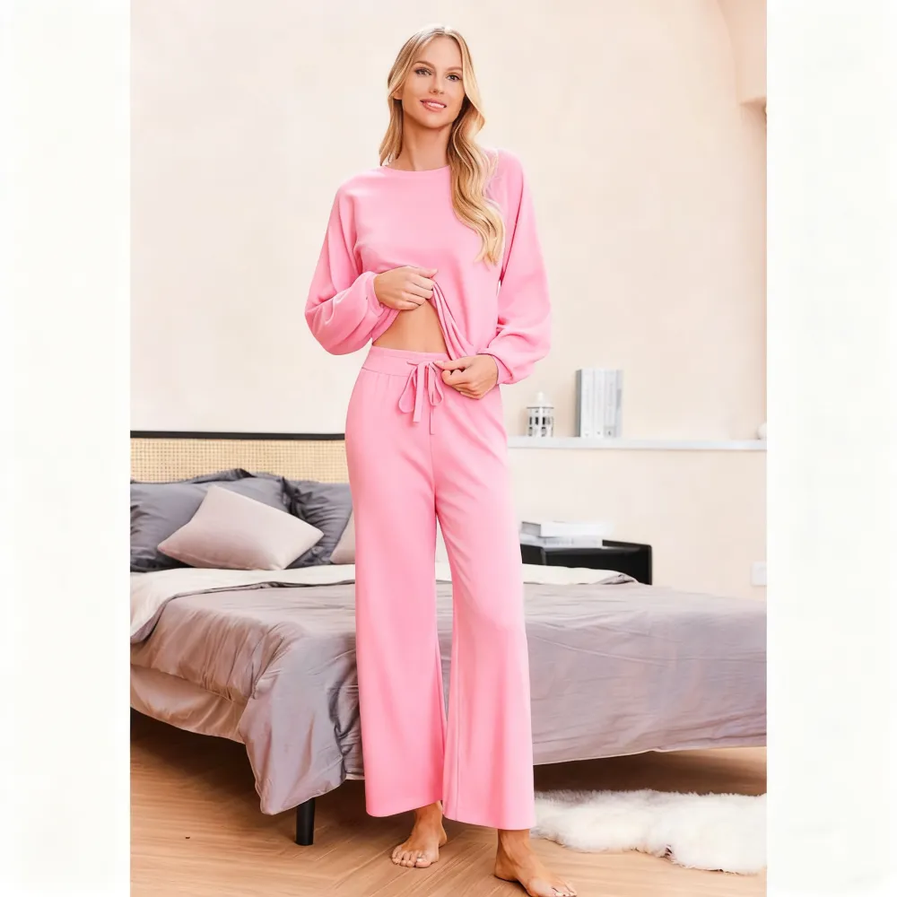 Womens Fall Winter Casual Solid Knitted 2 Piece Sets