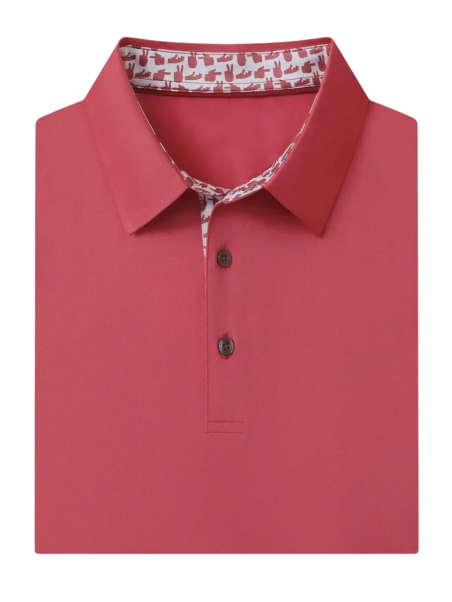 Men'S Designed Collared Solid Performance Polo