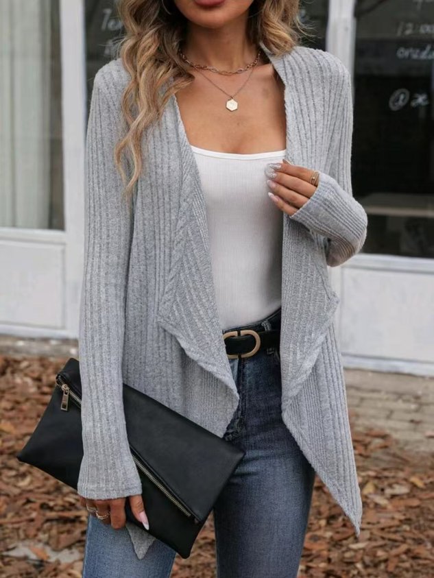 Elegant Loose Plain Others Cardigan