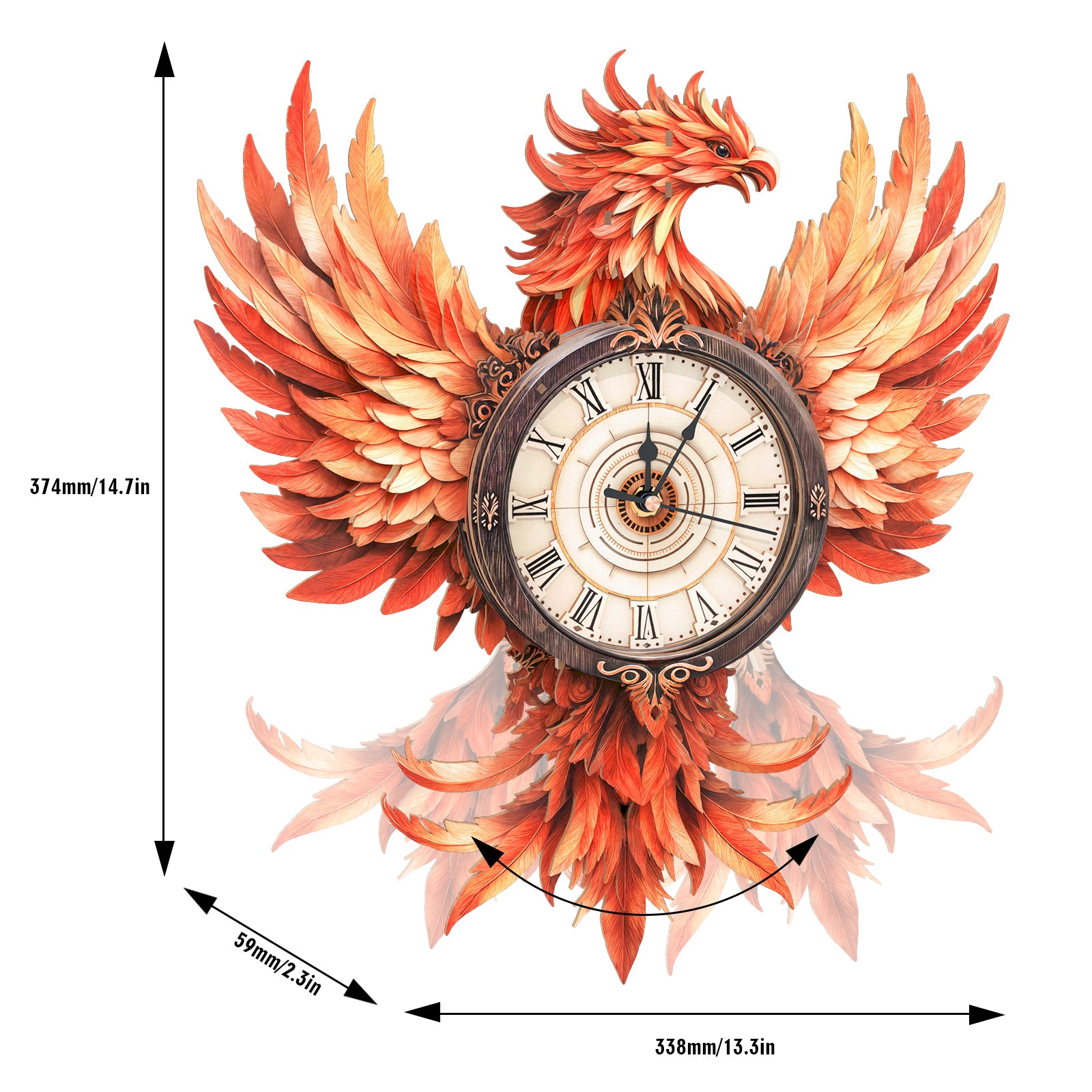 Fire Phoenix – DIY Wooden Clock, 3D Puzzle Craft Kit