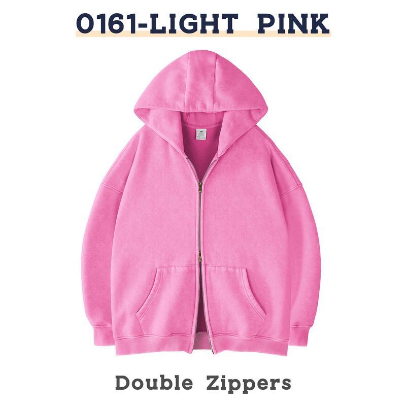 Unisex Oversized Acid Wash Zip Up Hoodie