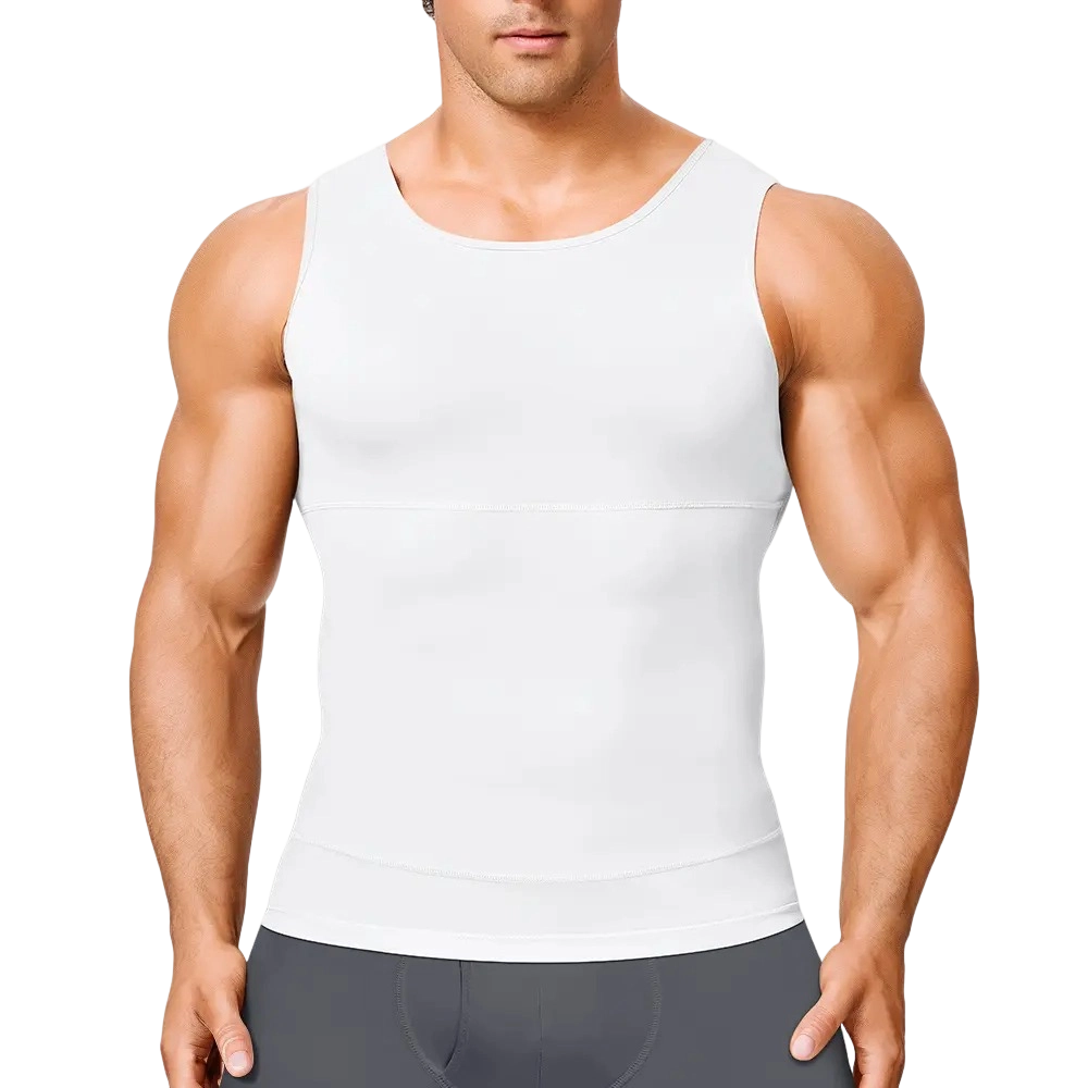 Men’s Silky Soft Compression Shapewear Tank, Slimming Body Shaper Vest with Waist & Chest Support, Stretchy, Odor-Resistant