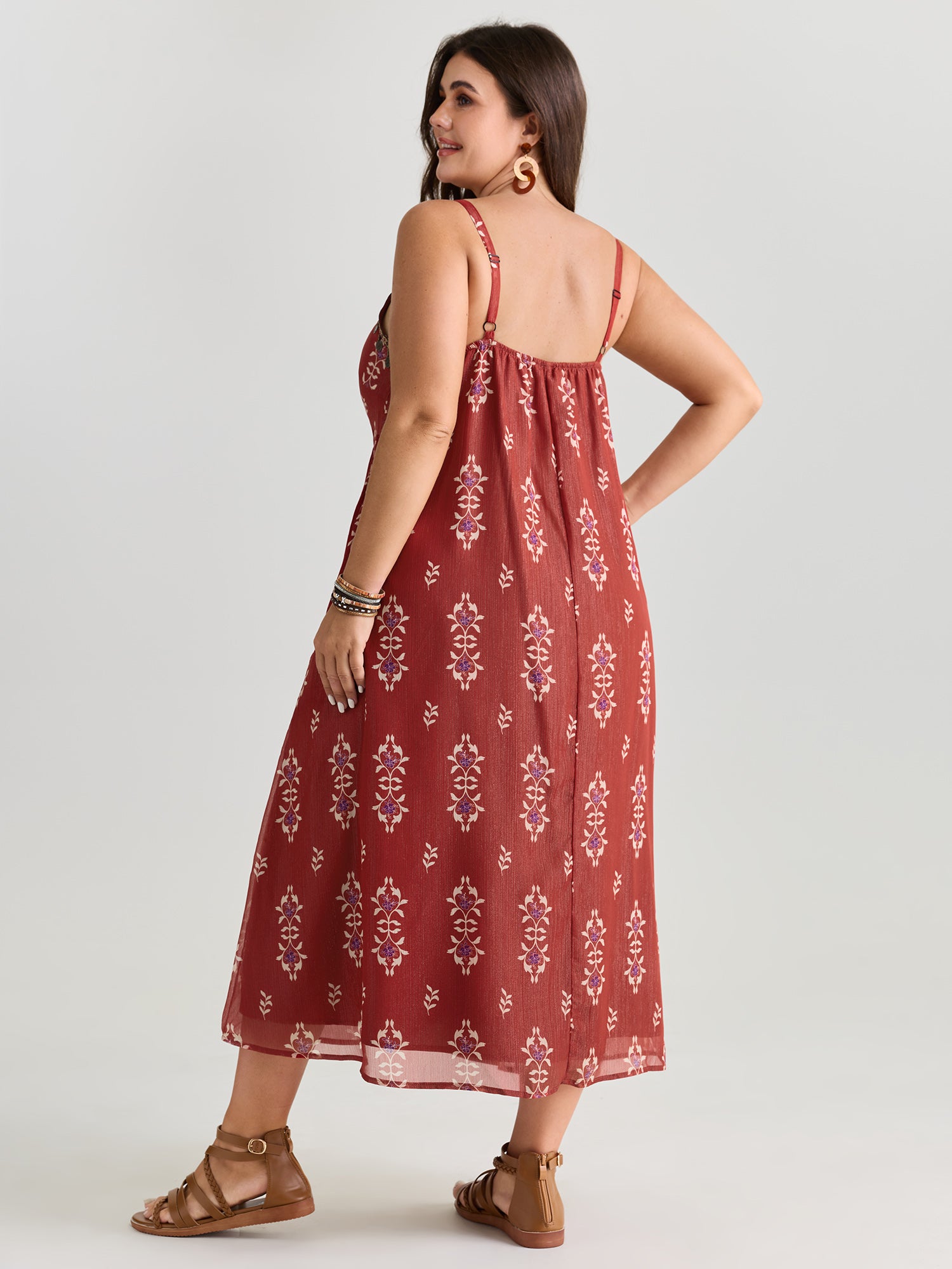 Geometric Print Tassel Cami Maxi Dress