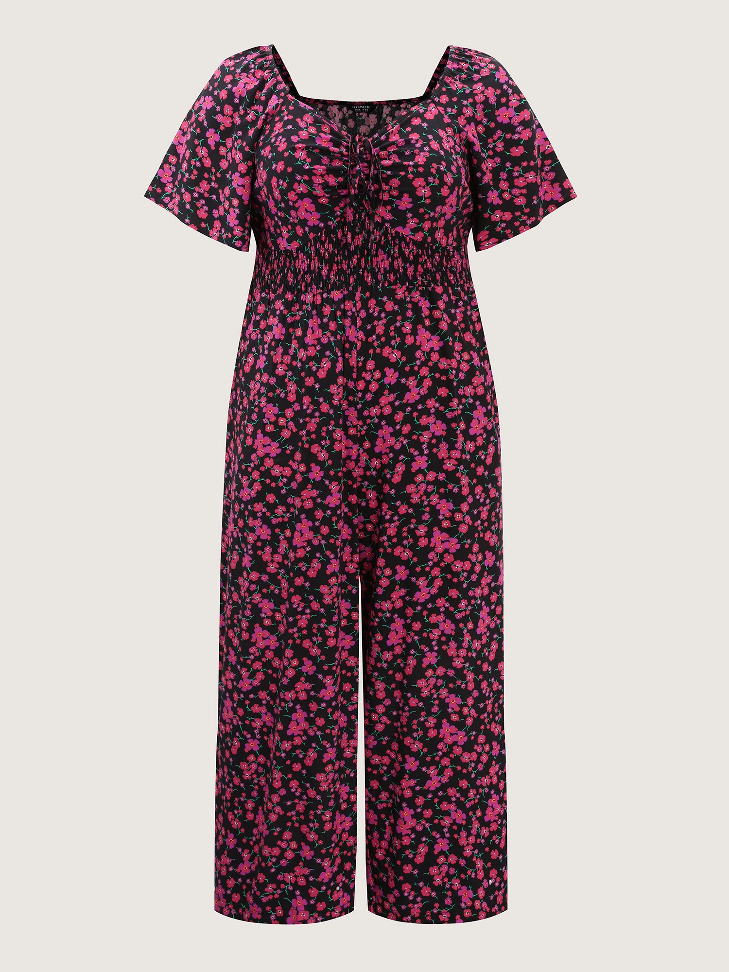Floral Romance Shirred Waist Jumpsuit