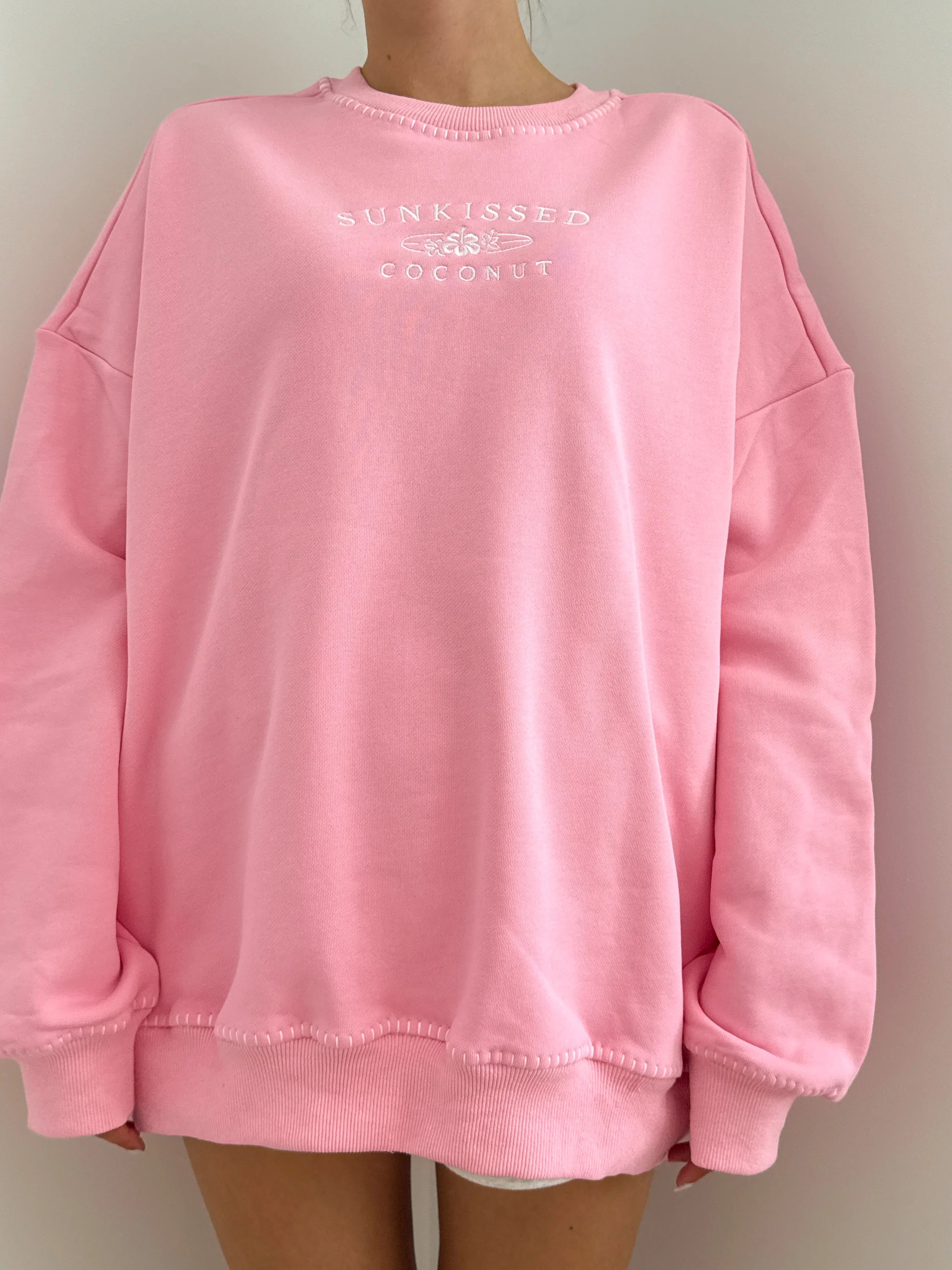 Cotton Candy Stitched Sunkissedcoconut Sweatshirt 100% Cotton