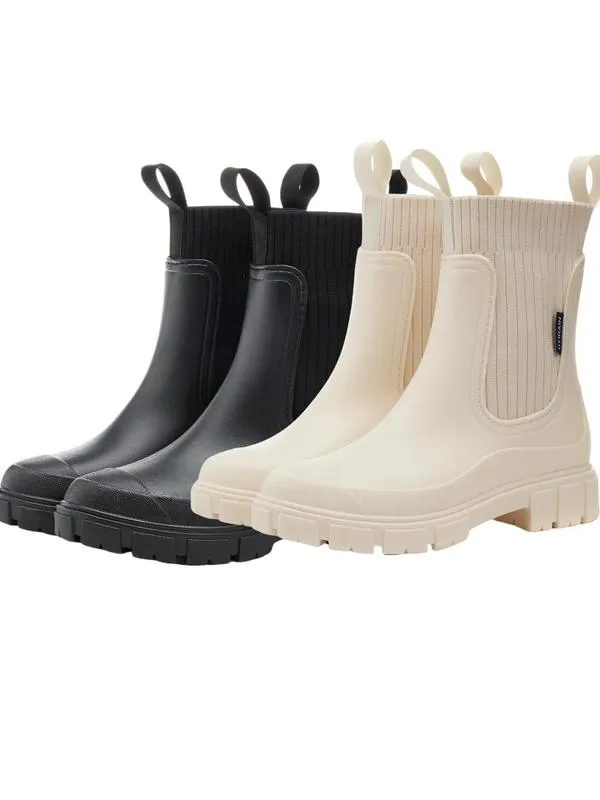 Women's Solid Color Waterproof Rain Boots