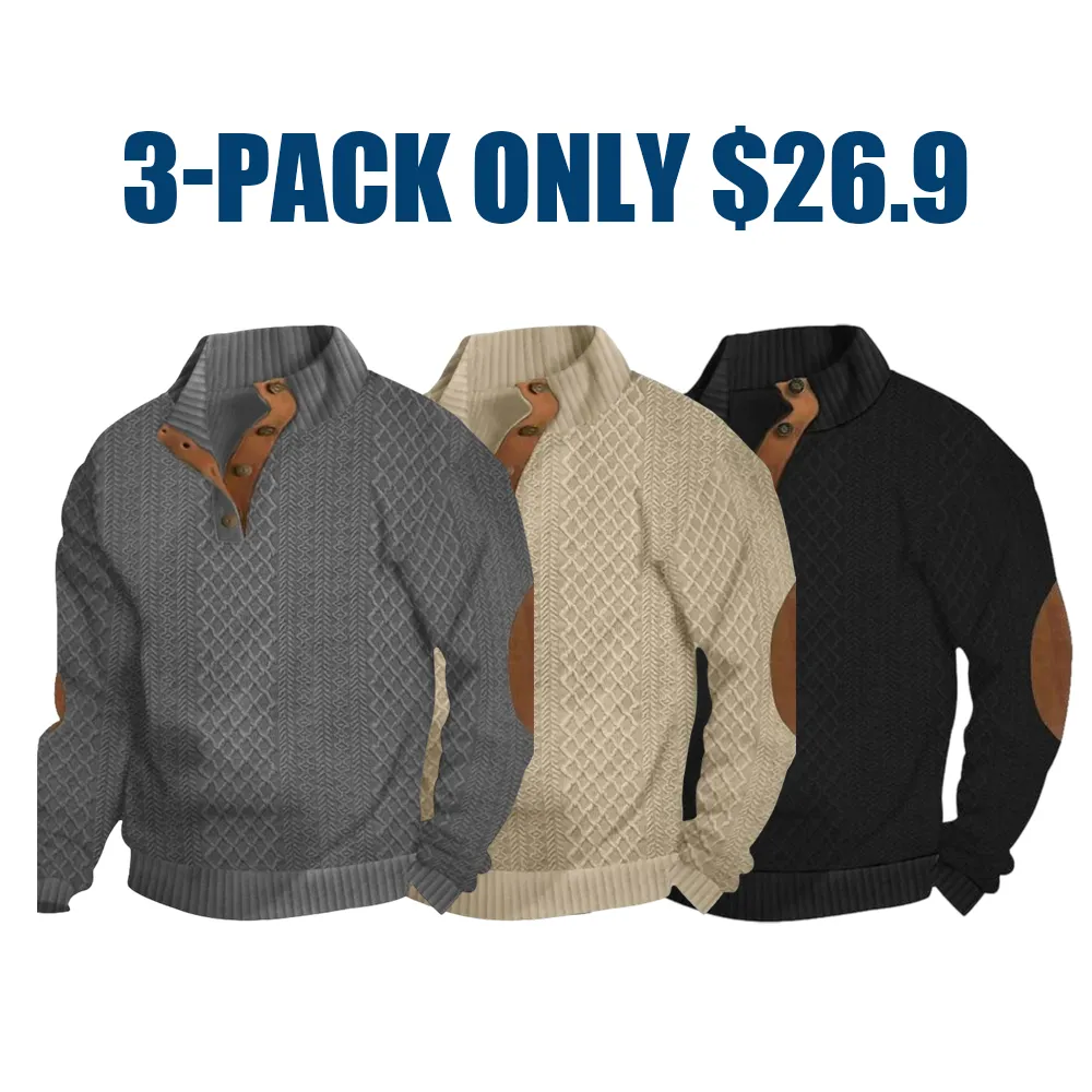 Men's color-blocked jacquard button-down sweatshirt