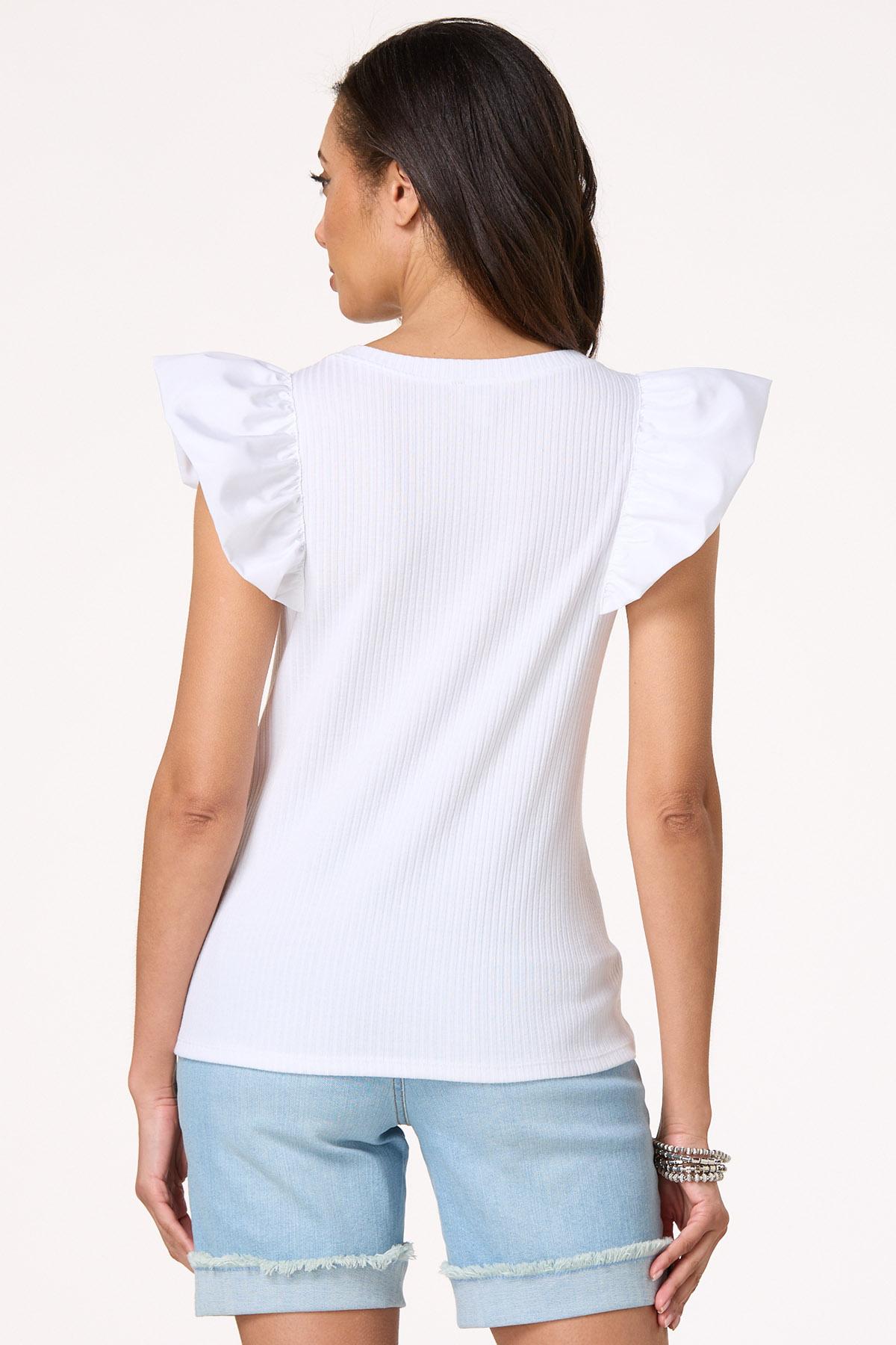 White Flutter Sleeve Top