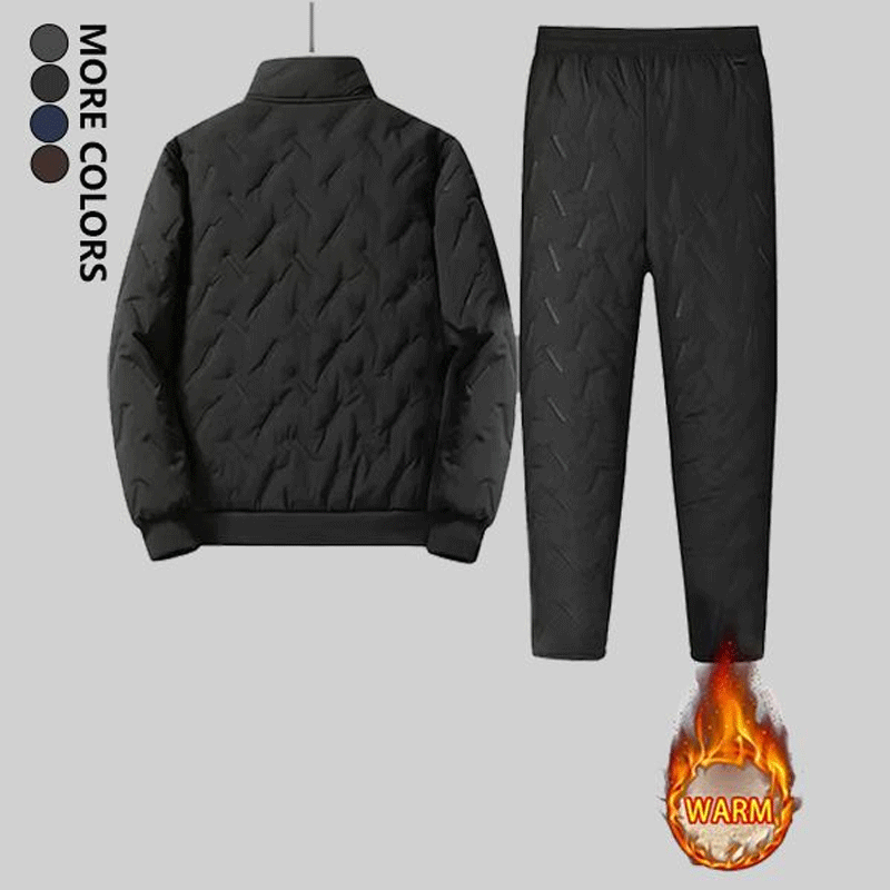 Men’s Warm Fleece-Lined Jacket & Pants 2-Piece Set