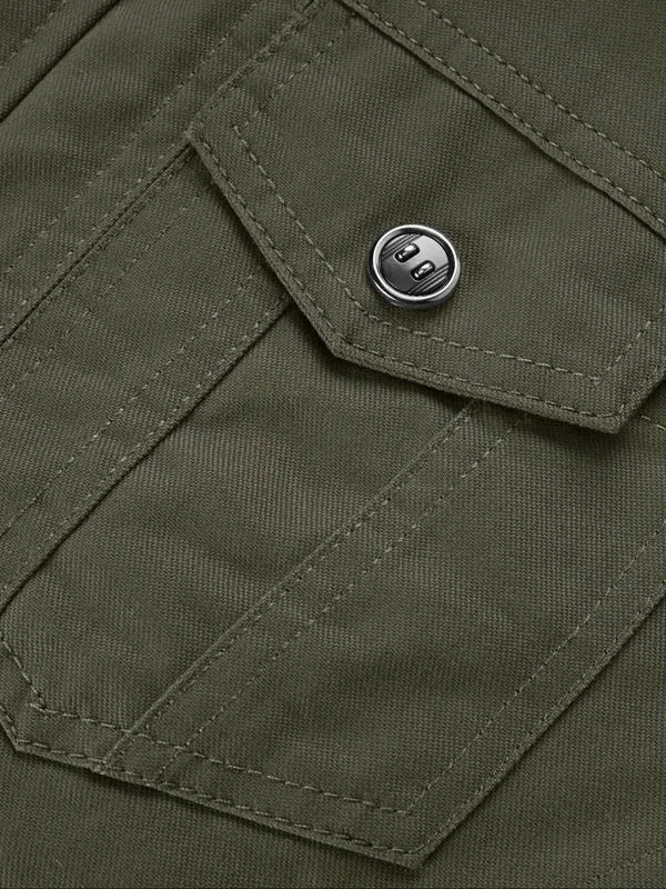 Men's Regular Fit Solid Pocket Zipper Thermal Lined Jacket