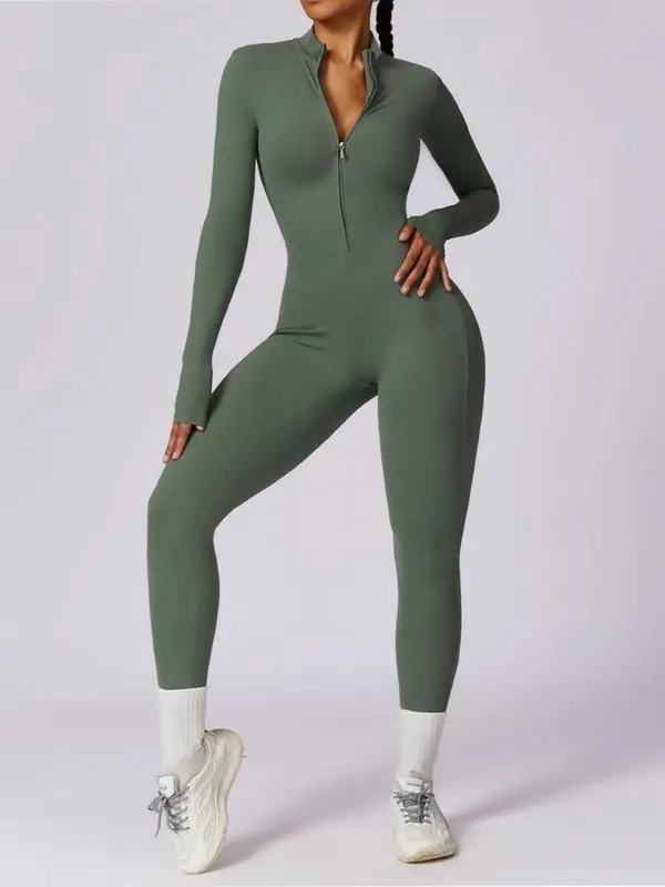 Women All-Season Zip Sports Yoga Jumpsuit