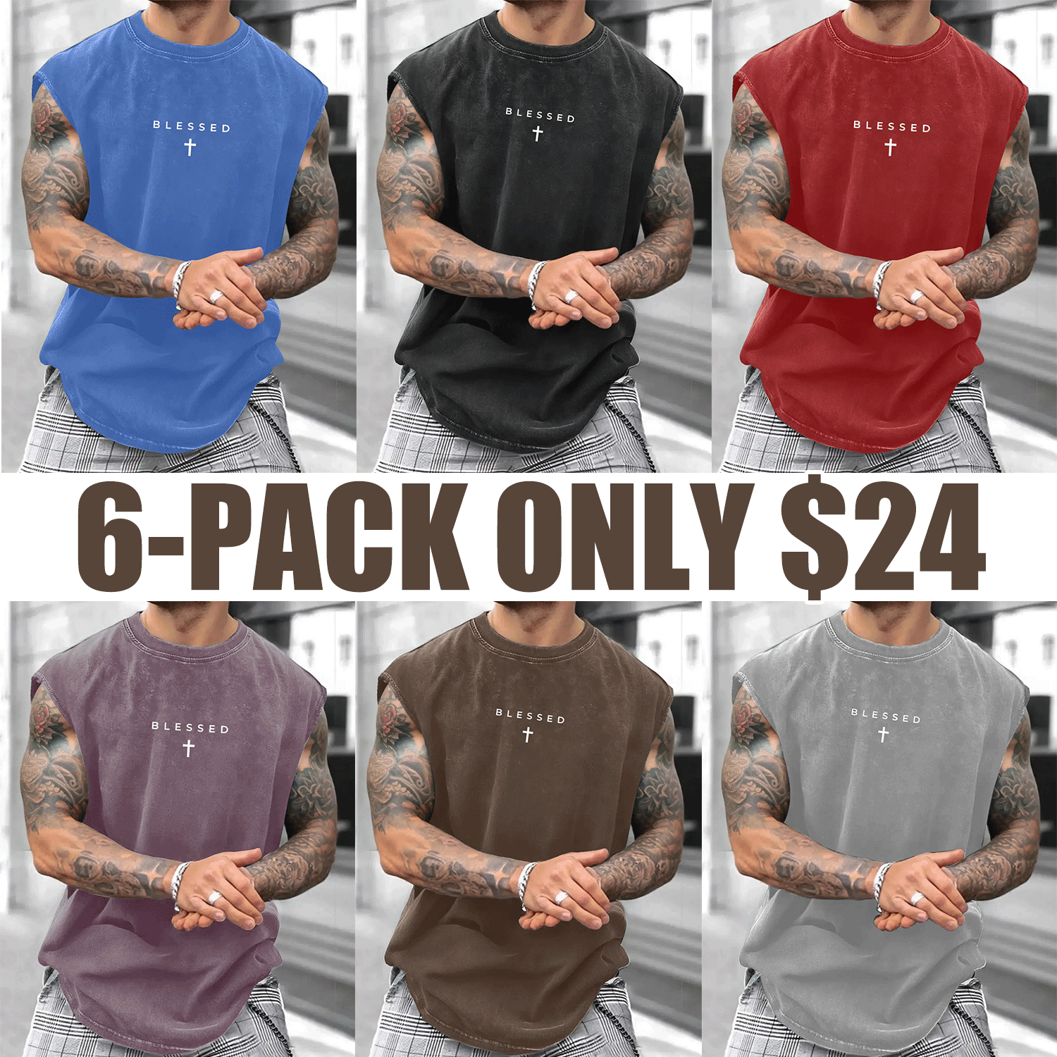 Men's Loose-Fit Sleeveless Short Graphic T-Shirt